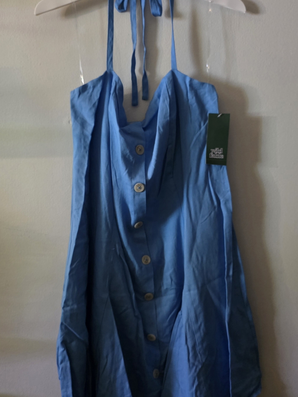 wild fable Strapless Blue Button-Front Dress